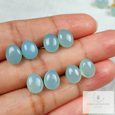 Aqua Chalcedony Stud earrings, 14K Gold Plated Stud, Oval Shape Gemstone Jewelry. Stud Earring, Chalcedony Stud, Gift For Woman, Jewelry